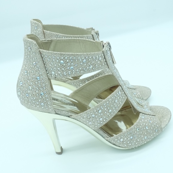Rhinestone Gold Mirage Sparkle Heel Shoes Pumps - Picture 2 of 5